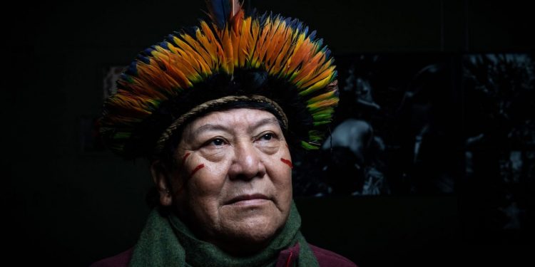 O líder indígena Davi Kopenawa, do povo Yanomami. Foto: Martin BUREAU/AFP