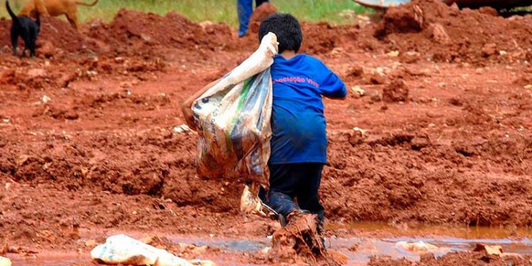 Criança com saco em busca de alimentos: insegurança alimentar (Foto: Marcelo Casal Jr/ABr)