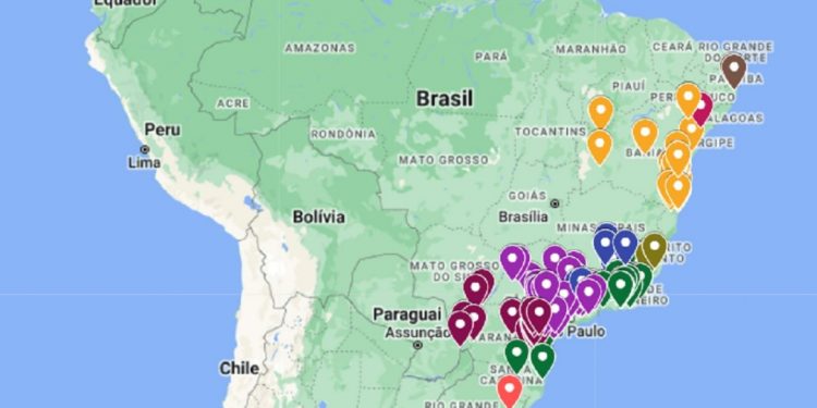 O mapa identifica e divulga projetos e iniciativas agroflorestais dio bioma Mata Atlântica.