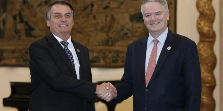 Jair Bolsonaro e o Secretário-Geral da OCDE (Organização para a Cooperação e o Desenvolvimento Econômico), Mathias Cormann. Foto: Reprodução