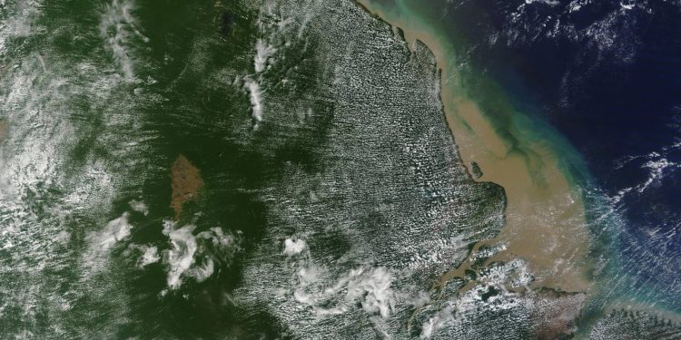 Imagem de satélite da Foz do Amazonas