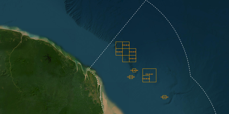 Blocos de exploração localizados na Bacia Sedimentar da Foz do Amazonas (Imagem: Ibama)