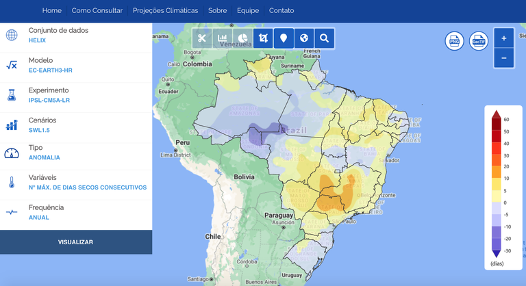 Gráfico ilustrando o impacto das mudanças climáticas no Brasil