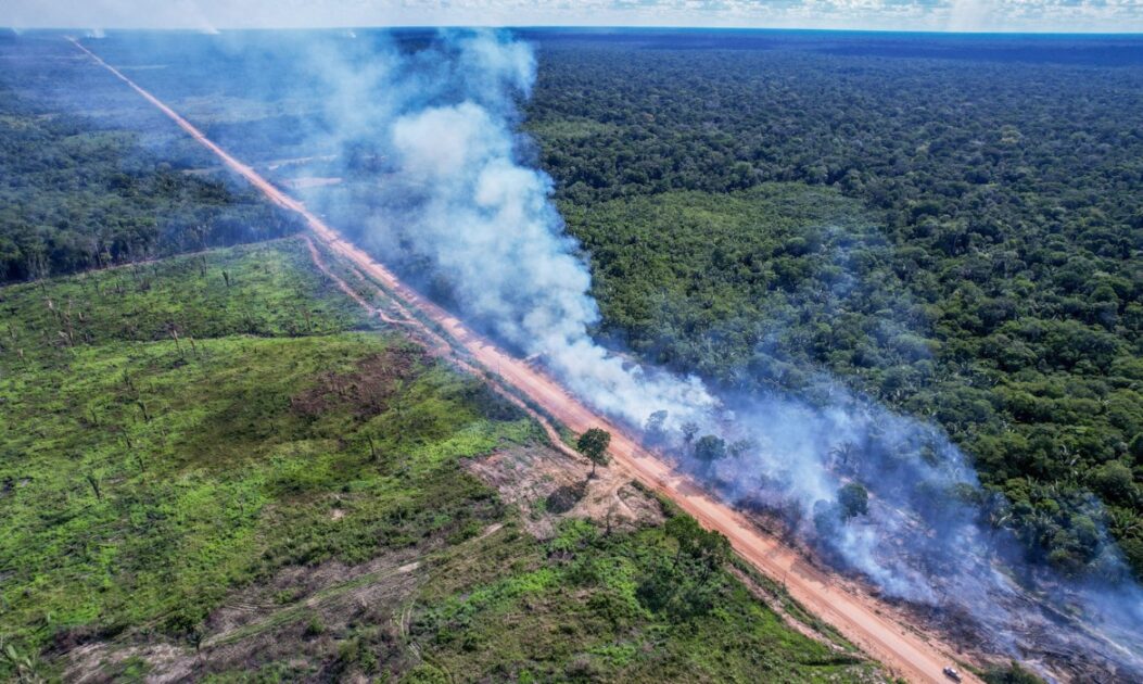 Rodovia BR-319 em meio à floresta amazônica desmatada, exemplo de obra com licença ambiental especial,