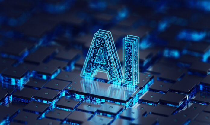 Representação abstrata da IA com a palavra 