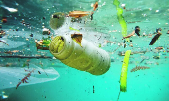 Resíduos acumulados no fundo do oceano ilustram o impacto da poluição marinha em ambientes submersos.