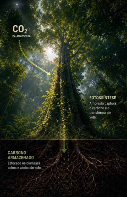 Fotossintese carbono floresta arte 1